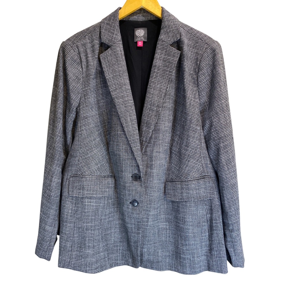 Vince Camuto Houndstooth Blazer Womens 18W Black‎ White Two Button Professional